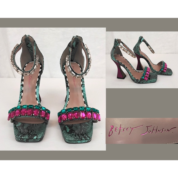 Betsey Johnson Shoes - Betsey Johnson Emani Heels Women's Size 9.5 Teal & Purple w/ Rhinestones #W4154